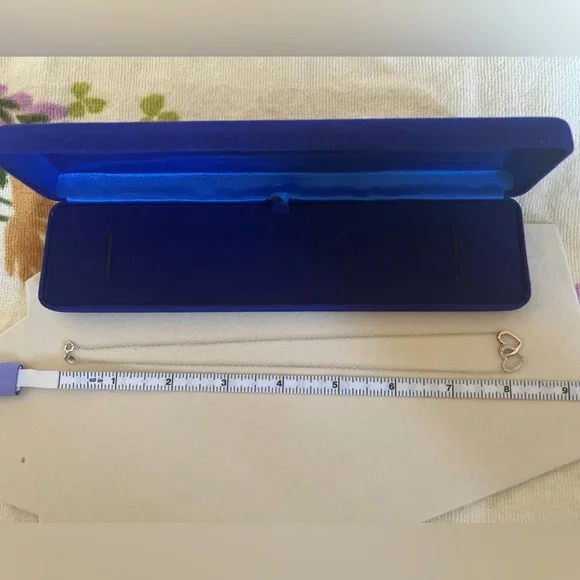 Diamond Classics Sterling Silver and Rose Gold Plated Double Heart Necklace - Picture 10 of 13